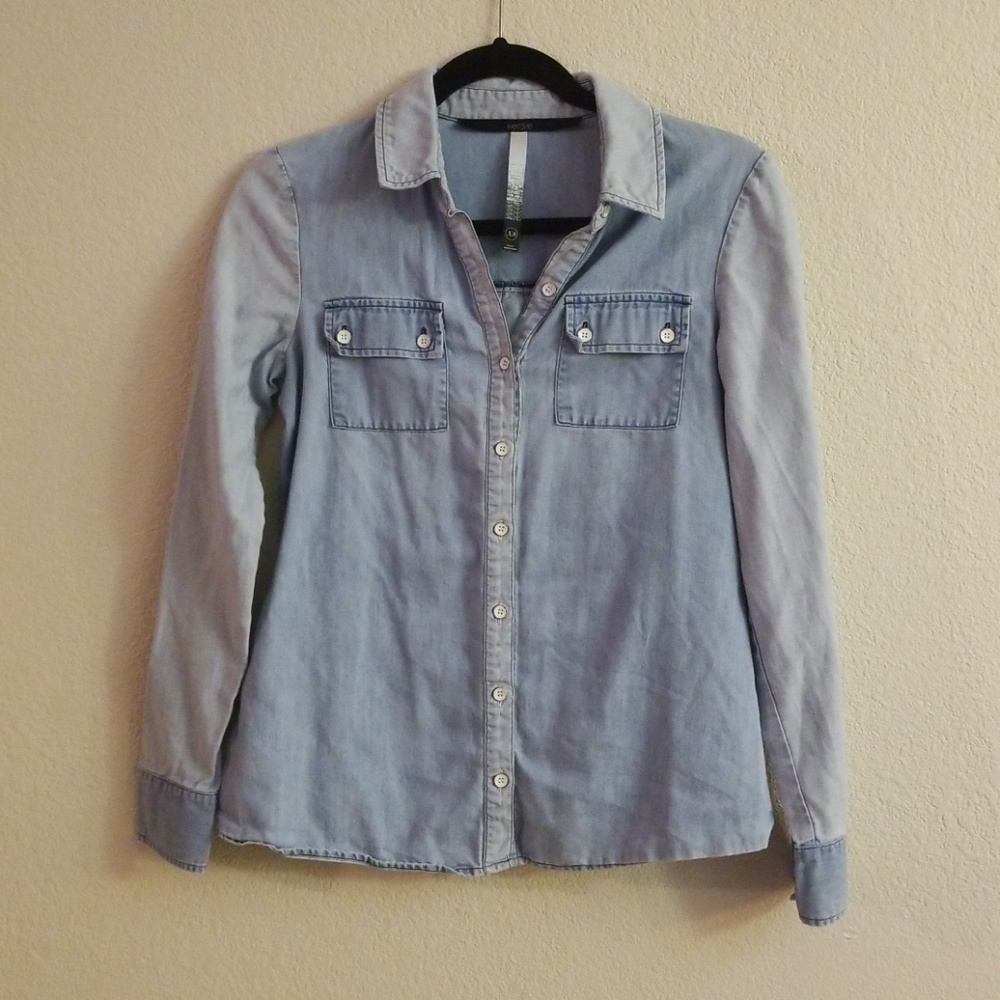 KENSIE Long sleeve jean shirt